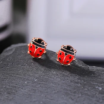 

Red Enamel Insects Stud Earrings Ladybug Mini Children Accessory