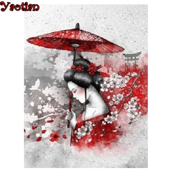 

5D Decoration DIY Diamond Painting Japanese kimono woman Full Square Drill Diamond Embroidery rhinestones Cherry Blossoms Gift
