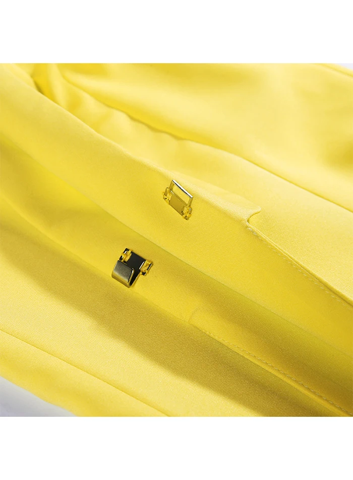 Liva girl желтый неоновый офисный костюм, набор для женщин, Блейзер, куртка, брюки-клеш, сексуальный Повседневный Женский комплект из 2 предметов, осень зима
