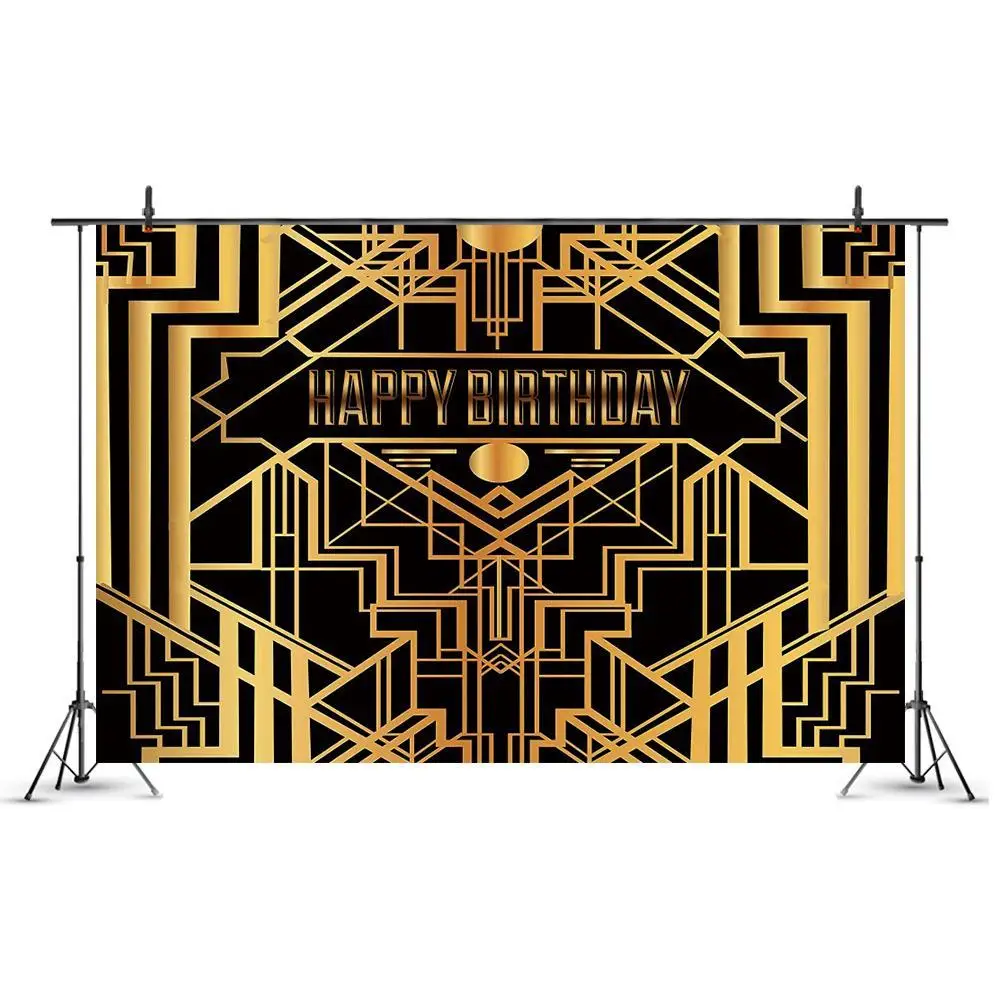 Great Gatsby Backdrops Gatsby Theme Happy Birthday Party Banner Decoration  Photography Backdrops Studio Shoots Event Supplies - Backgrounds -  AliExpress
