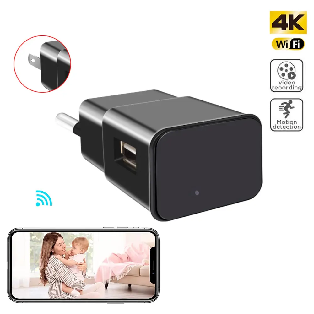 Мини wifi камера 1080P Вилка USB зарядное устройство видеокамера Беспроводная