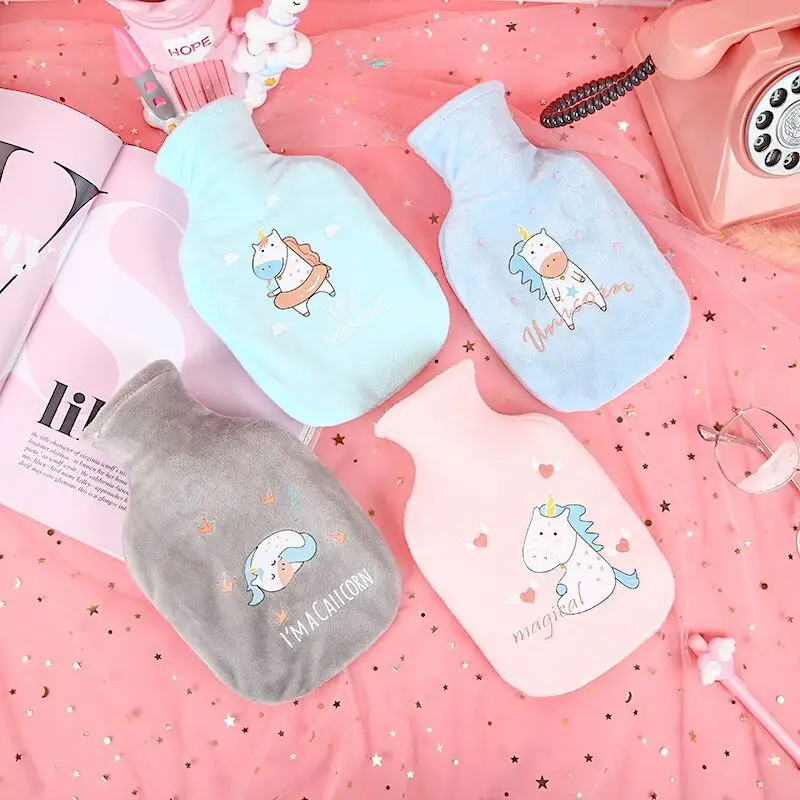 

Plush Cartoon Explosion-proof Hot Water Bottle Plus Velvet Cover Warm Water Bag Removable Winter Warm Heat Reusable Hand Warmer