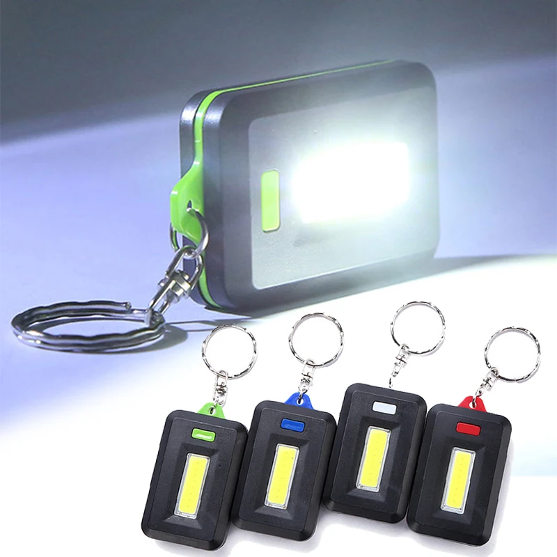 1Pc Mini COB LED Keychain Portable Flashlight Key Chains Keyring Torch Light Lamp With Carabiner For Camping Hiking Fishing
