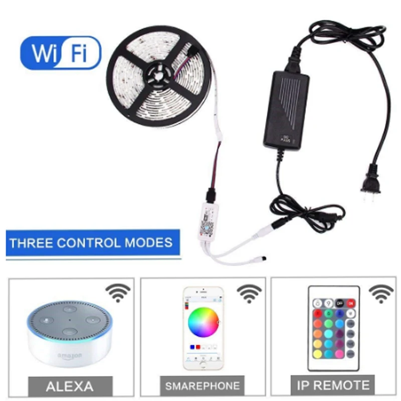 DC 24V SMD 5050 RGB 5 м 10 WiFi контроллер LED полосы Смарт телефона гибкий 30 светодиодов/м