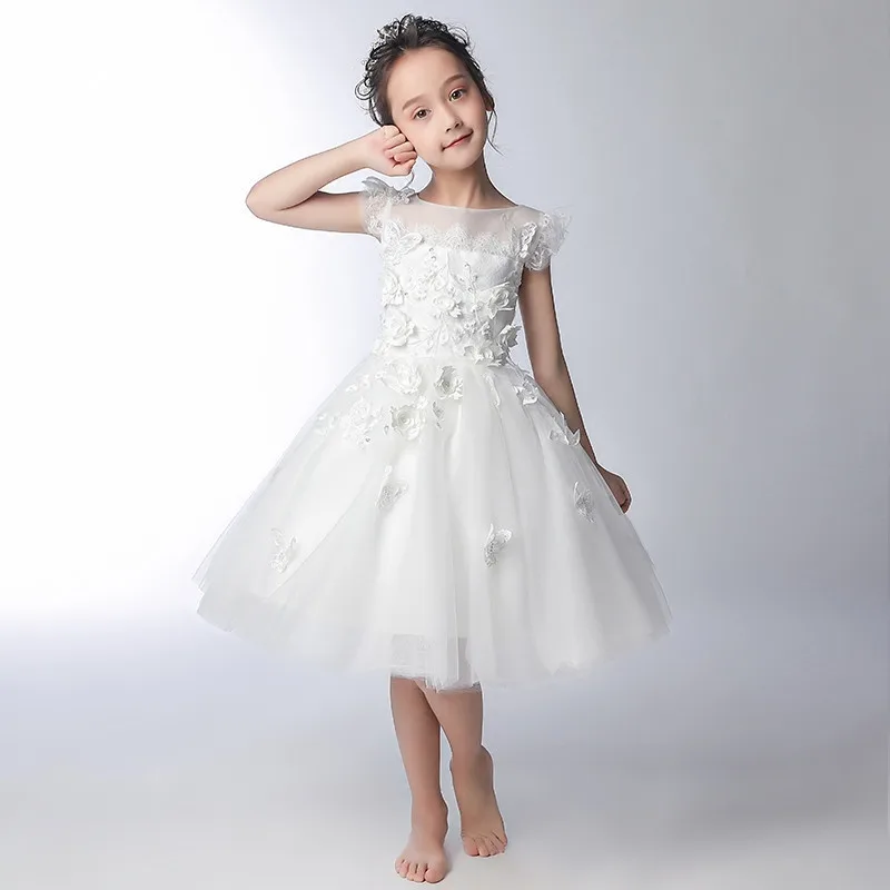 Mingli Tenga/платье принцессы с цветочным узором для девочек детское платье с цветочным рисунком Новинка, платье с объемным цветком, украшенное бисером