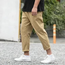 Натуральный хлопок Повседневное брюки Для мужчин Мода Большой Размеры записная книжка С ПЕРЕПЛЕТОМ с Детская летняя одежда Для мужчин одежда для большой Размеры однотонные Цвет Капри Для мужчин брюки