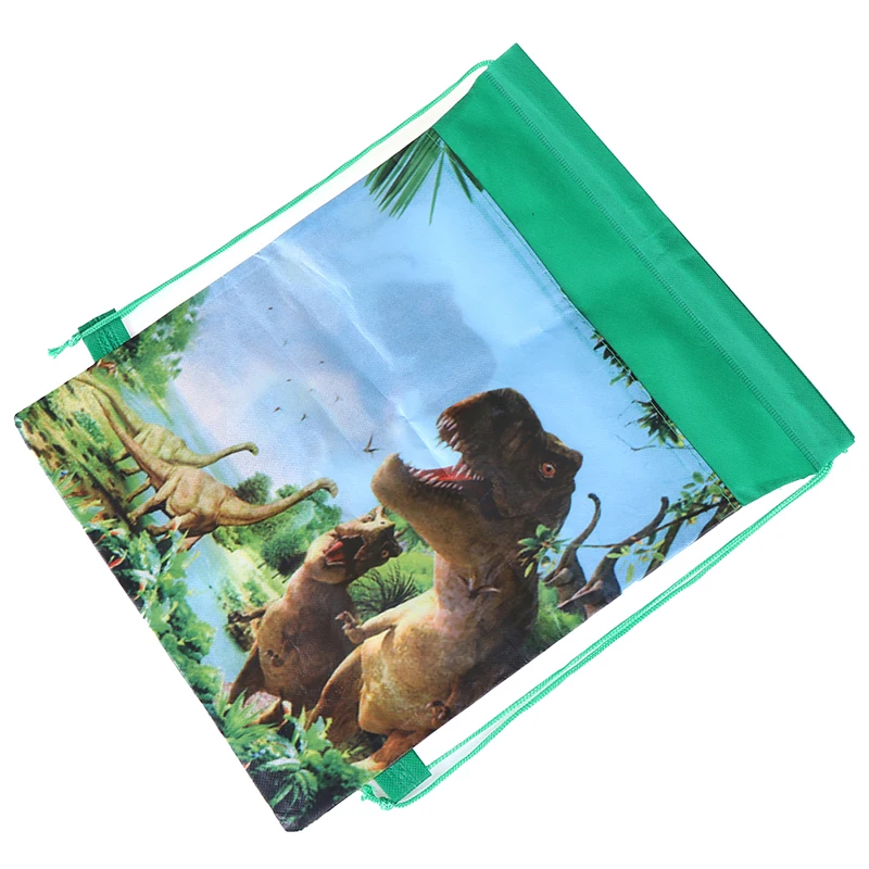 Non-woven Cartoon Cute Dinosaur Theme Decorate Fabric Baby Shower Drawstring Gifts Bags Birthday Party Boys Favors