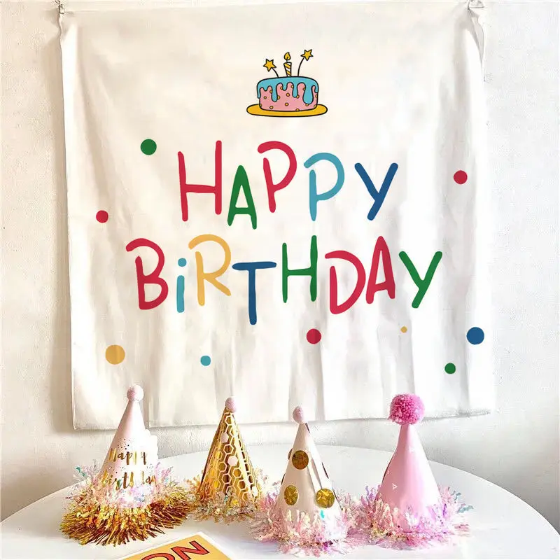 Party Decorations Tapestry Decorations Happy Birthday Background Cloth Kawaii Children's Room