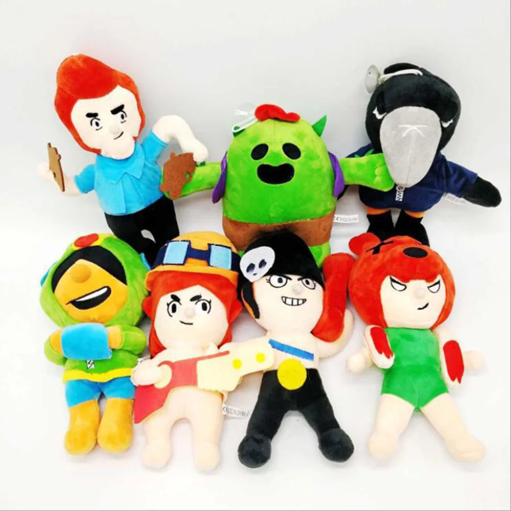 

7pcs/Set kawaii cute toy Brawl game cartoon hero Plush Doll model Spike Shelly Leon PRIMO MORTIS Gift For Kids 23cm