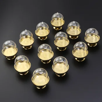 

6pcs Mini Cake Stand Shape Candy Box Transparent Tray Modeling Sugar Holder Wedding Favor Boxes Party Supplies (Golden Base)