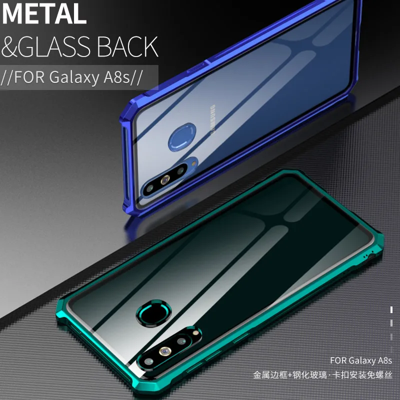 Для Samang Galaxy A8S металлический каркас прозрачная стеклянная задняя крышка для samsung