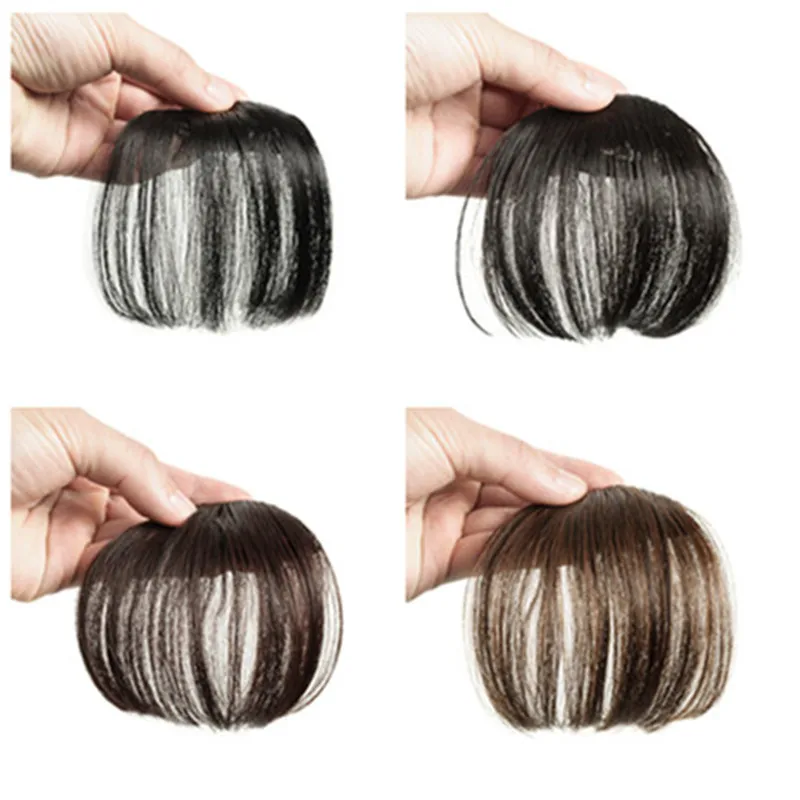Gres Натуральные Прямые волосы на заколках для наращивания Женские синтетические волосы челка высокотемпературное волокно темно-коричневые/Черные накладные волосы