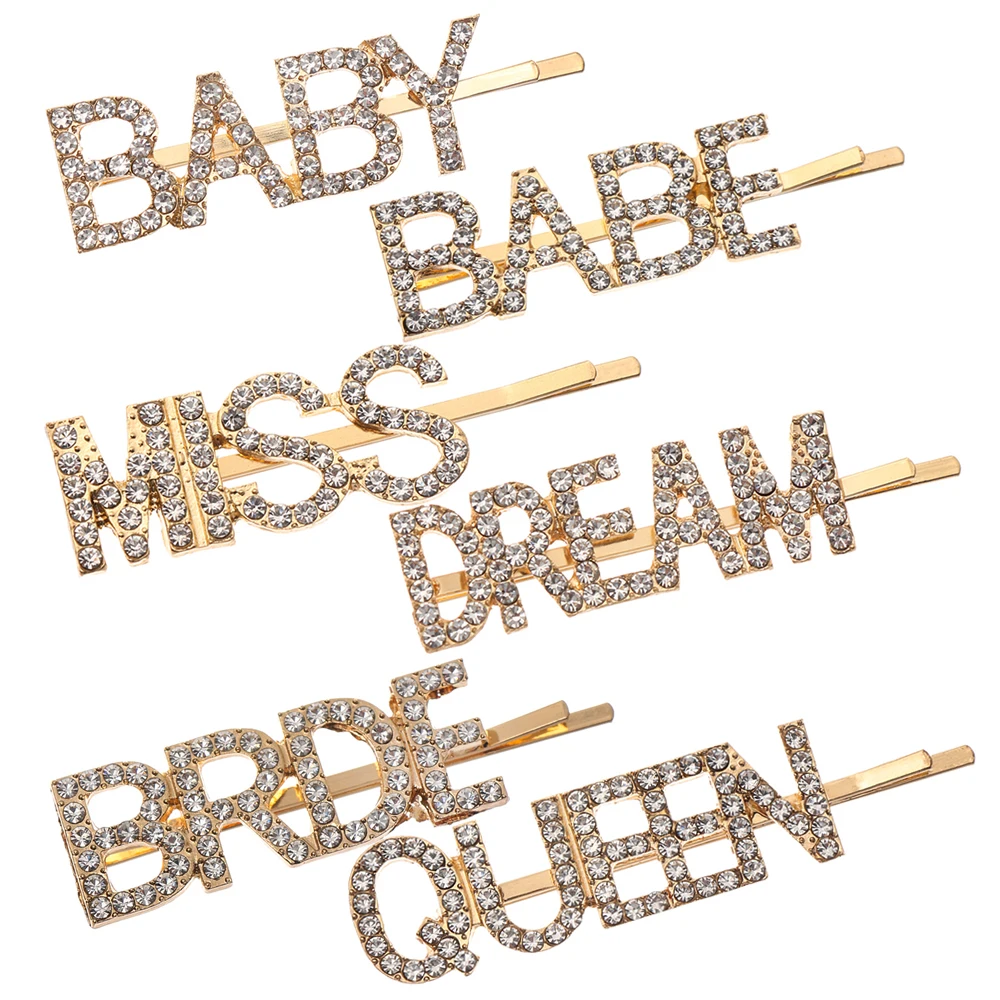 1 шт. женские заколки для волос Стразы с буквами металлическая заколка аксессуары