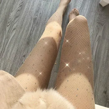 

Women Sexy Stockings Tights Bling Rhinestone Mesh Fishnet Pantyhose Shiny Stockings Hosiery New Femme Tights Calcetines Mujer