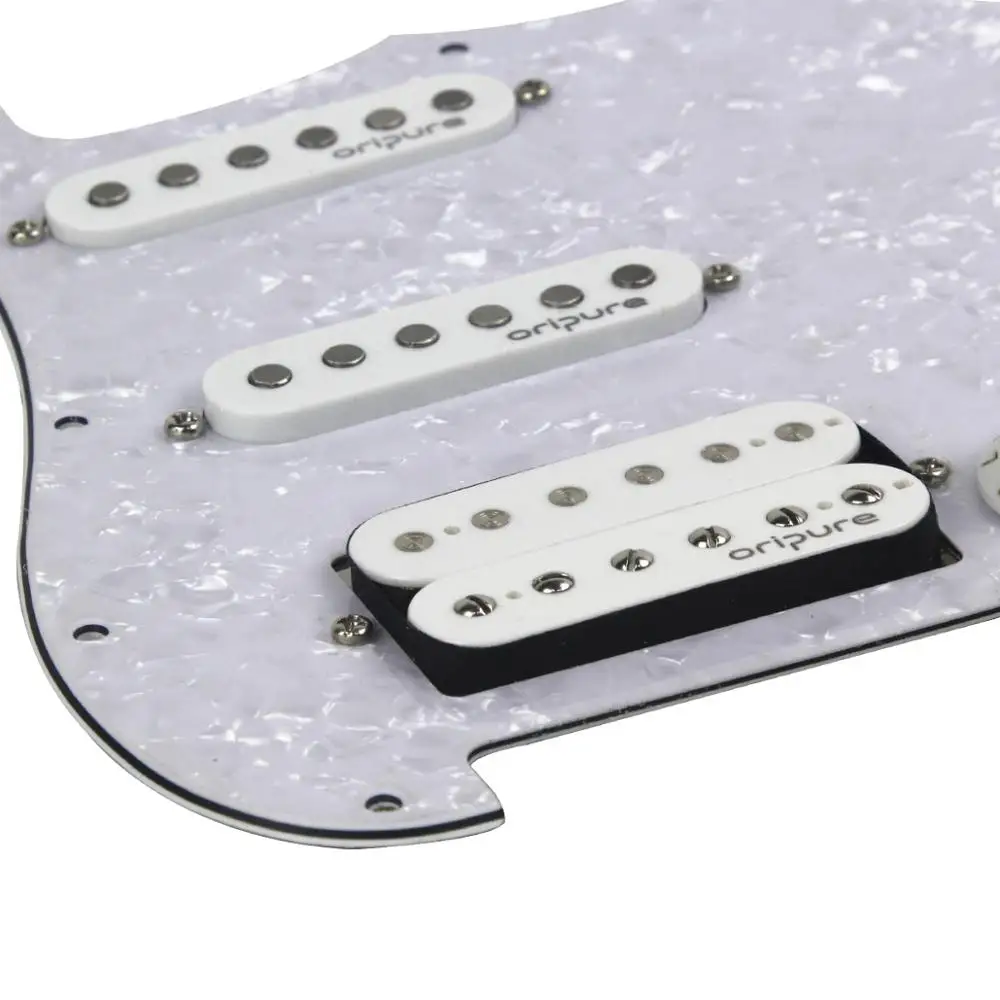 OriPure белый жемчуг SSH загружен Pickguard Alnico 5 звукосниматель с одинарной катушкой и хамбакером Пикап для 11 отверстий Страт Стиль гитары запчасти