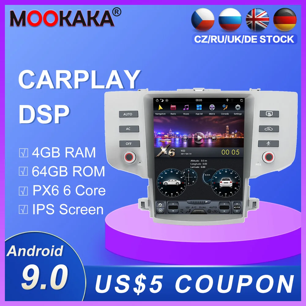 

Android 9,0 DVD мультимедийный плеер в стиле Tesla GPS-навигация для Toyota Reiz 2005-2009 автомобильный радиоприемник стерео головное устройство 4G