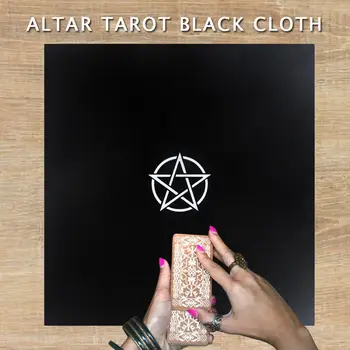 

Altar Tarot Black Cloth Five-pointed Star Flocking Soft Tablecloth For Divination Wicca Velveteen Tapestry Vintage