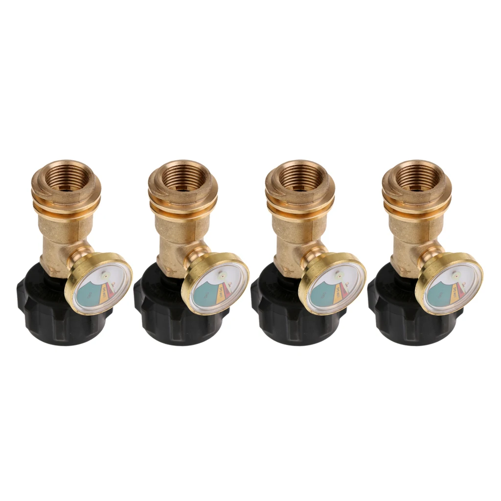 4 Propane Tank Gauge Gas Grill BBQ RV Pressure Adapter Meter Lever Indicator
