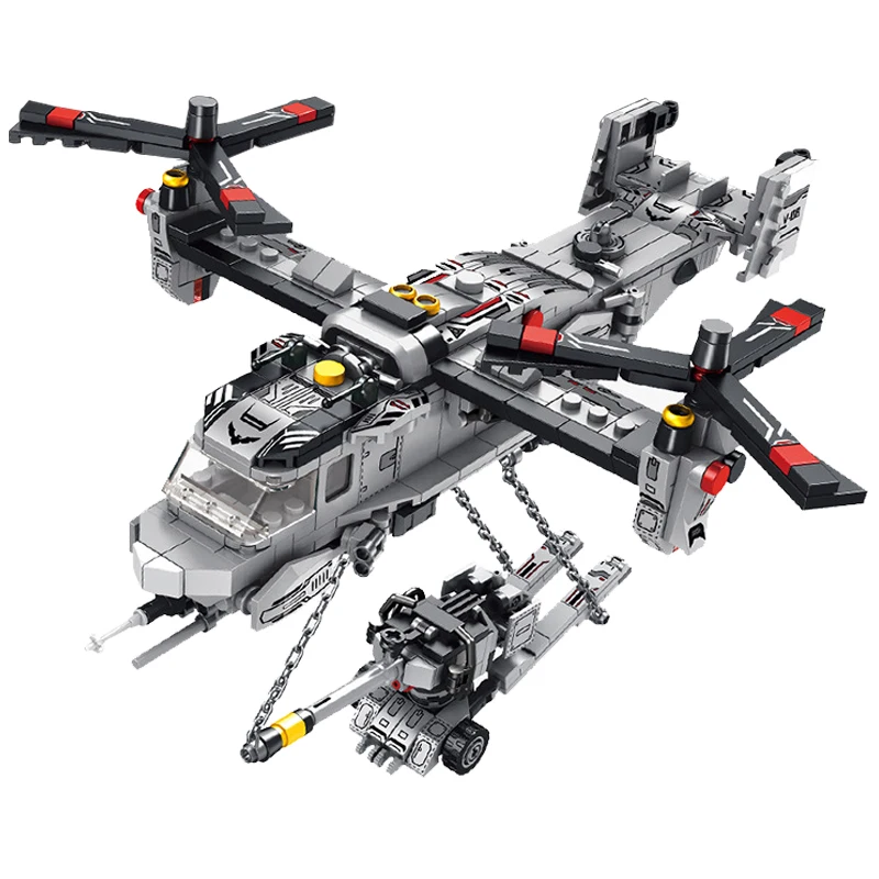 

GSBAN Military Series Helicopter 8iN1 Osprey Transport Aircraft Set Model Building Blocks Compatible Military Weapon Kid's Toys