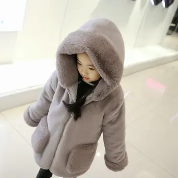 

2021 Autumn Winter New Fashion Children Girls Jackets Kids Faux Fur Coat Long Sleeve Parka Clothes Baby Thick Warm Outwear D278
