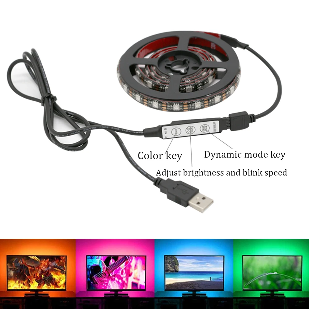 USB Светодиодные ленты лампы SMD5050 DC5V 5 м с выключатель гибкие светодиодные LED