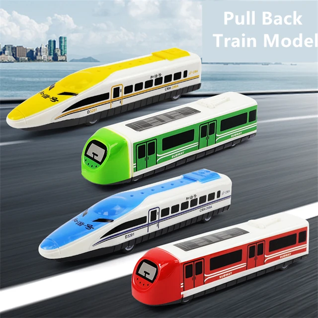 4PCS Train Model Toys Random Color Pull Back Children Dolls Kids Plastic High-Speed Rail Trains Educational Toy Puzzle Gifts 3