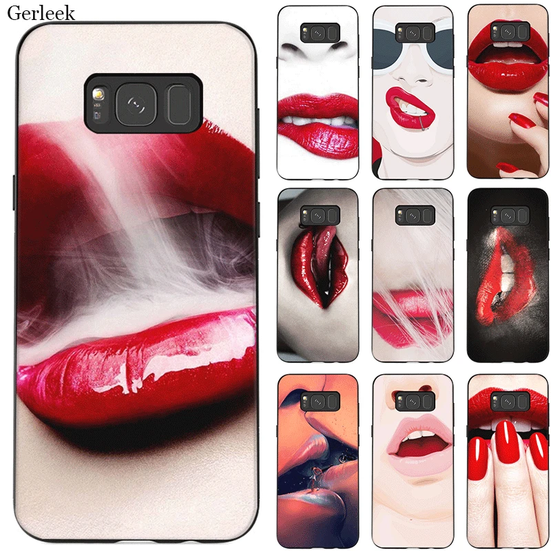 Silicome phone case for sansung J4 Core 2018 J6 Prime J7 Duo J8 M10 M20 M30 A2 Flame red lips Cute | Мобильные телефоны и