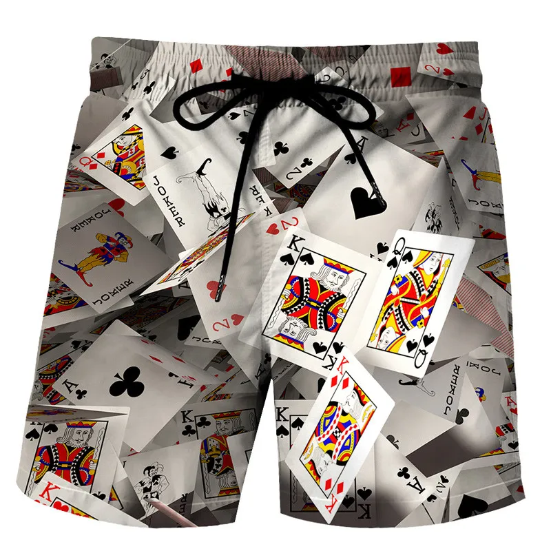 New poker men's shorts 3D printed Street hip hop casual shorts love street hip hop Harajuku shorts