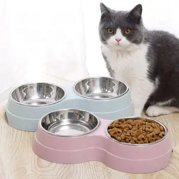 

Pet Food Double Bowl Dog Kitten Feeder Drinking Eating Puppy Feeding Container