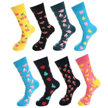 

Tide socks fruit cherry watermelon banana pear cotton mid tube patchwork color harajuku fun socks