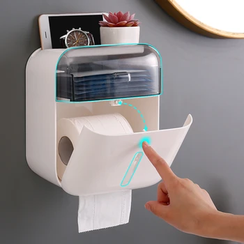 

Hot Wall Mounted Toilet Paper Holder Bathroom Tissue Dispenser Bathroom Kitchen Tissue Box Self Adhesive WC Paper Holder Box