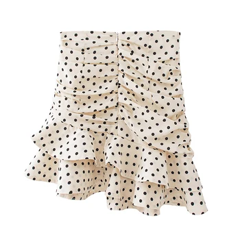 

Sexy Bodycon Polka Dot Skirt Women Fashion Ruffles A Line Skirt Female High Waist Sheath Stylish Mini Skirt Summer Print Skirt