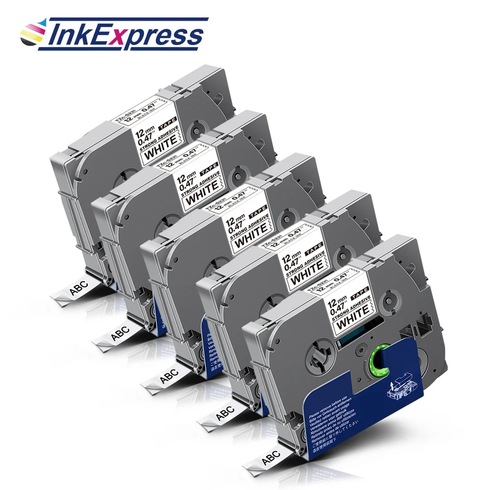 

InkExpress 5PCS Strong Adhesive TZe-S231 Label Tape For Brother P-touch Label Maker tze-s231 Labeling Tape Black on White