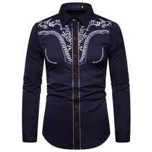 UNAPDUPE Новая Мужская модная повседневная рубашка из хлопка с длинными рукавами, свободная Мужская рубашка с вышивкой, качественная брендовая рубашка, EU s-xxl