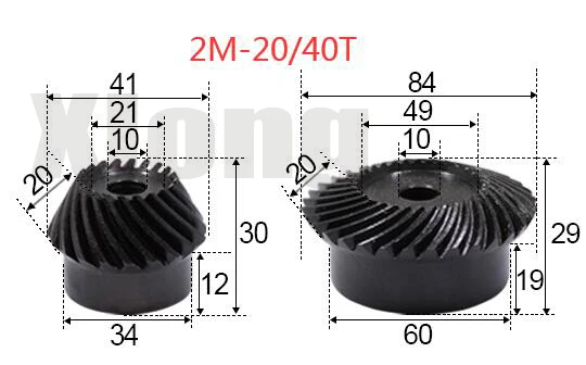 

2M-20 / 40Teeths 1: 2 Ration Precision Spiral Bevel Gear Spiral Bevel Gear