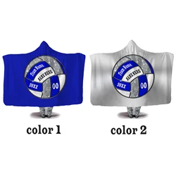 LVYZIHO Blue White Personalized Ball Custom Hooded Blanket Warm Home Picnic Wearable Fleece Blankets