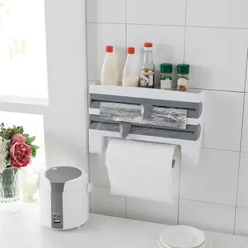 

Paper Towel Holder Wall-Mount Sauce Bottle Storage Rack Paper Towel Holder Preservative Film Dispenser Bathroom Kitchen Hardware