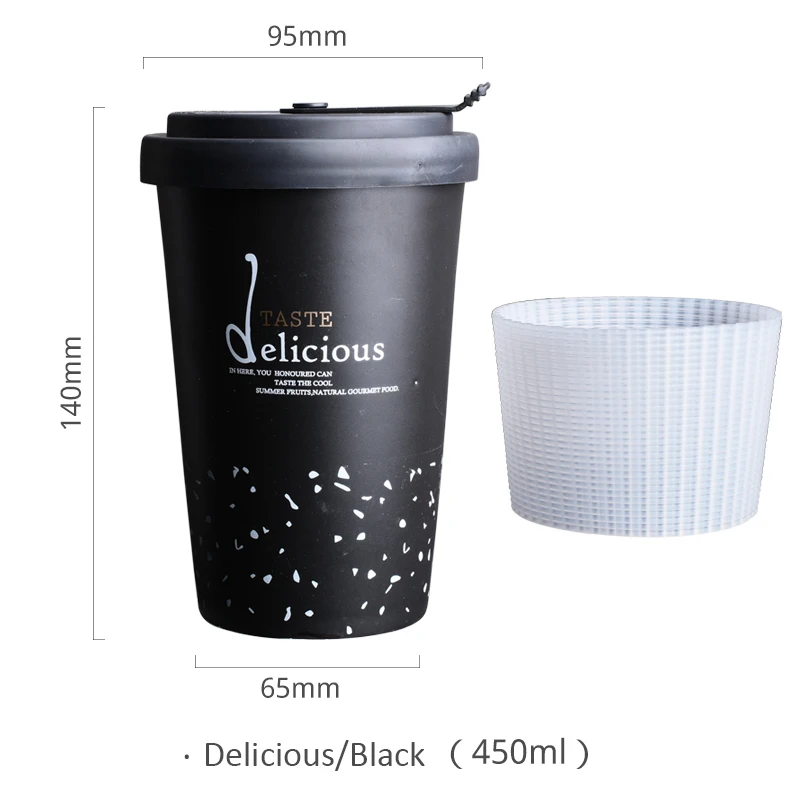 Delicious-Black Кофейные кружки керамические кофейные кружки чашки для чая изоляционные Силиконовые утолщенные 450 мл большая емкость дорожная кружка кемпинговые кружки кофейная чашка - Цвет: Delicious-Black
