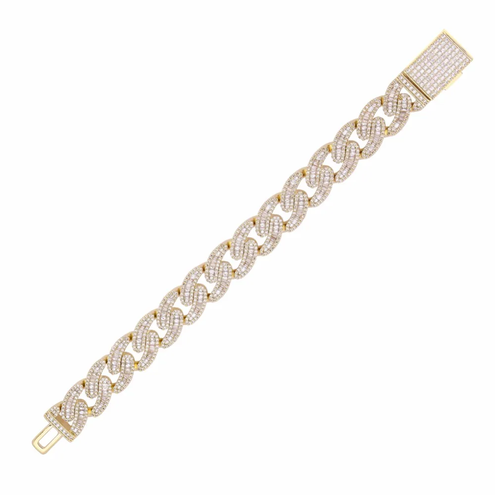 JINAO дизайн золотой серебряный зубец Установка 3A+ большой CZ камни лед из циркона Блестящий хип хоп полигоновый браслет для мужчин и женщин