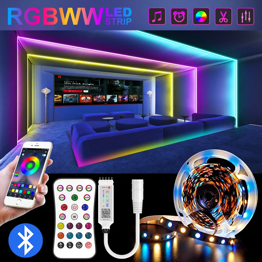 Светодиодная лента RGB с адаптером 15/20/30 м 5050 светодиодов 12 в пост. Тока | Лампы и