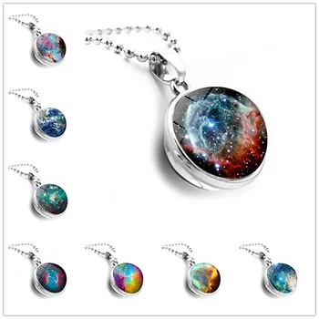 

Necklace Pendant Glow in The Dark Galaxy System Double Sided Glass Dome Planet Necklace Pendant 8PCS/Pack