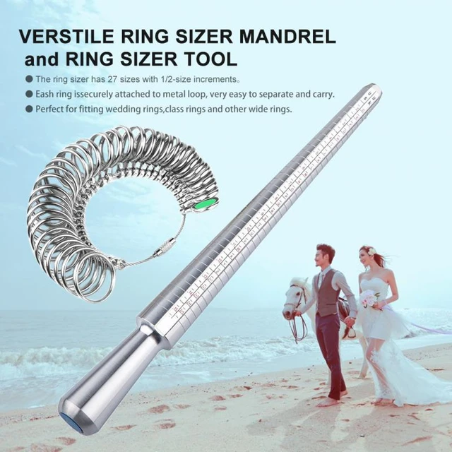 Ring Sizer Measuring Tool Set Metal Finger Sizing Gauge Women Men Wedding  New