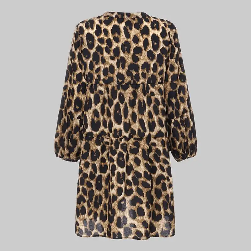 Женская сексуальная леопардовая блузка с длинным рукавом и v-образным вырезом, Женская Офисная рубашка, плиссированный Повседневный Свободный Топ размера плюс, Blusas Feminina 7