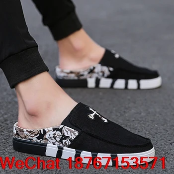 

Summer Male Shoes Slip-on Canvas Shoes Summer Slip-on Peas Casual Shoes Breathable Trendy Shoes Non-heel Cloth Pu Cotton Fabric