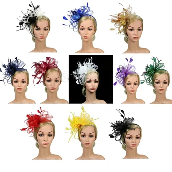 

Womens Looped Fascinator Floral Feather Mesh Bow Alice Headband Clip Wedding Royal Ascot Races Tea Party Headwear