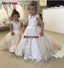 Flower Girl Dresses For Wedding Appliques Baby Girls Party Dress Puffy Princess Dress First Communion