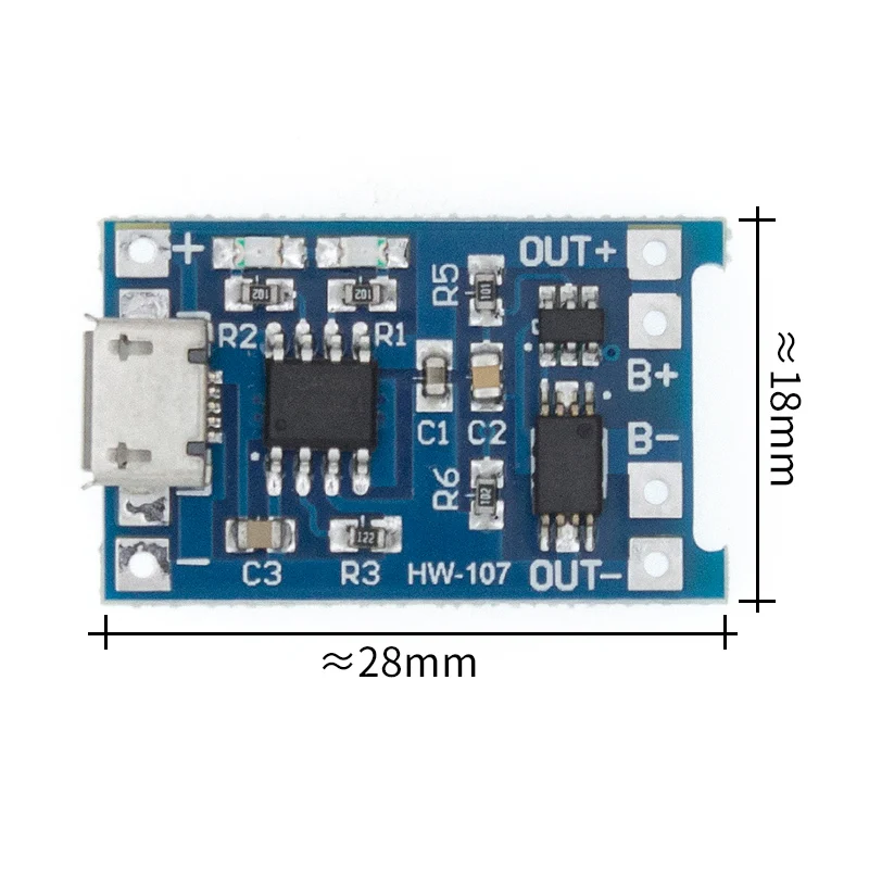 100 шт. TP4056+ двухканальная видеокамера с защитой функции 5V 1A Micro USB 18650 Литий Батарея зарядная плата Зарядное устройство Модуль - Цвет: TP4056 module