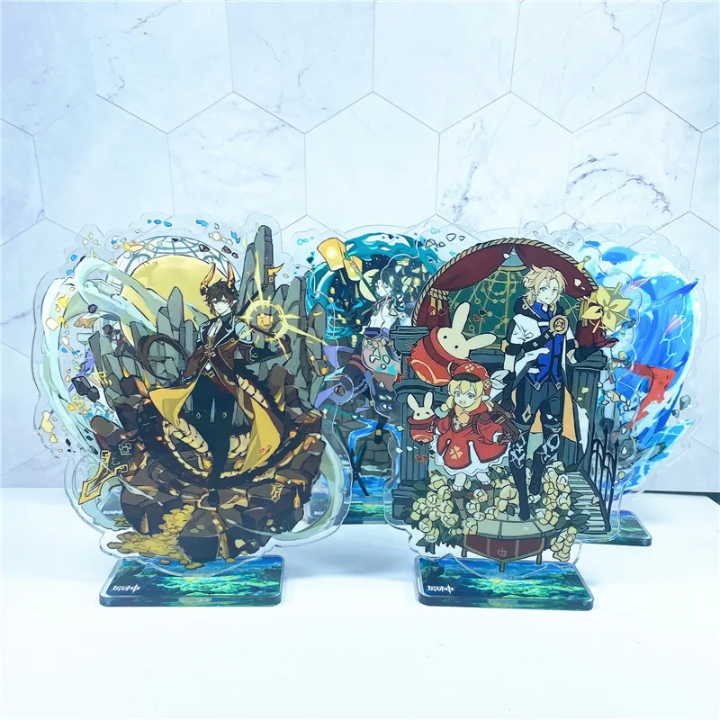 Anime Figure Genshin Impact Eula Klee Zhongli Xiao Acrylic Stand Model Plate Desk Decor Standing Sign Fans Collection Gifts