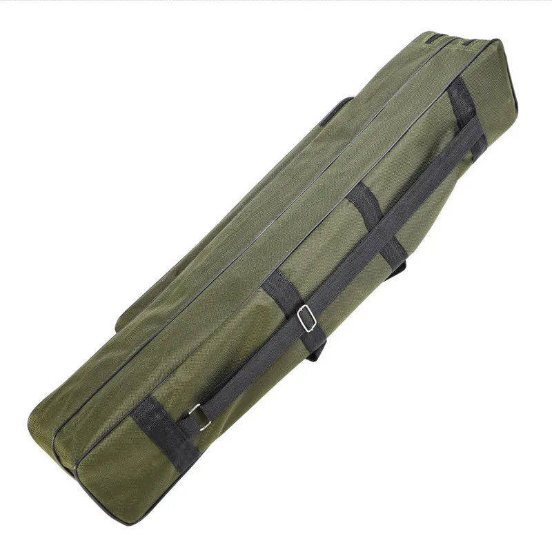 80cm Double Layer Canvas Fishing Bag Outdoor Collapsible Portable Fishing Rod Carrier Fishing Pole Tools Reel Gear Storage Case (6)