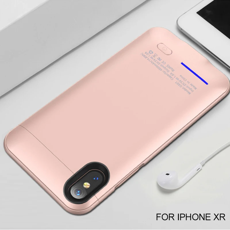 Чехол для зарядного устройства для iPhone 6, 6s, 7, 8 Plus, переносной внешний аккумулятор, чехол для iPhone X, XS, XR, XS, MAX, чехол для зарядки аккумулятора - Цвет: Rose for XR